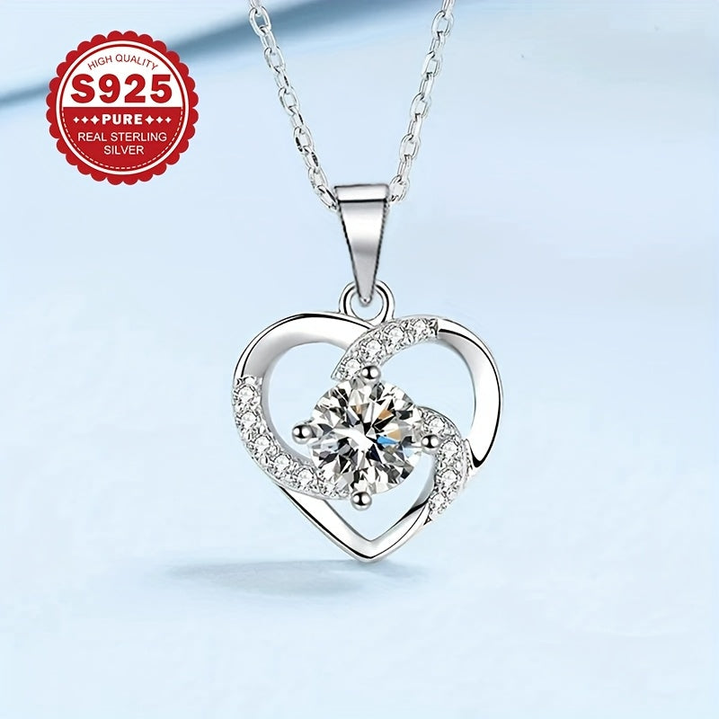 naszyjnik damski z czystego srebra S925 z wirującym sercem