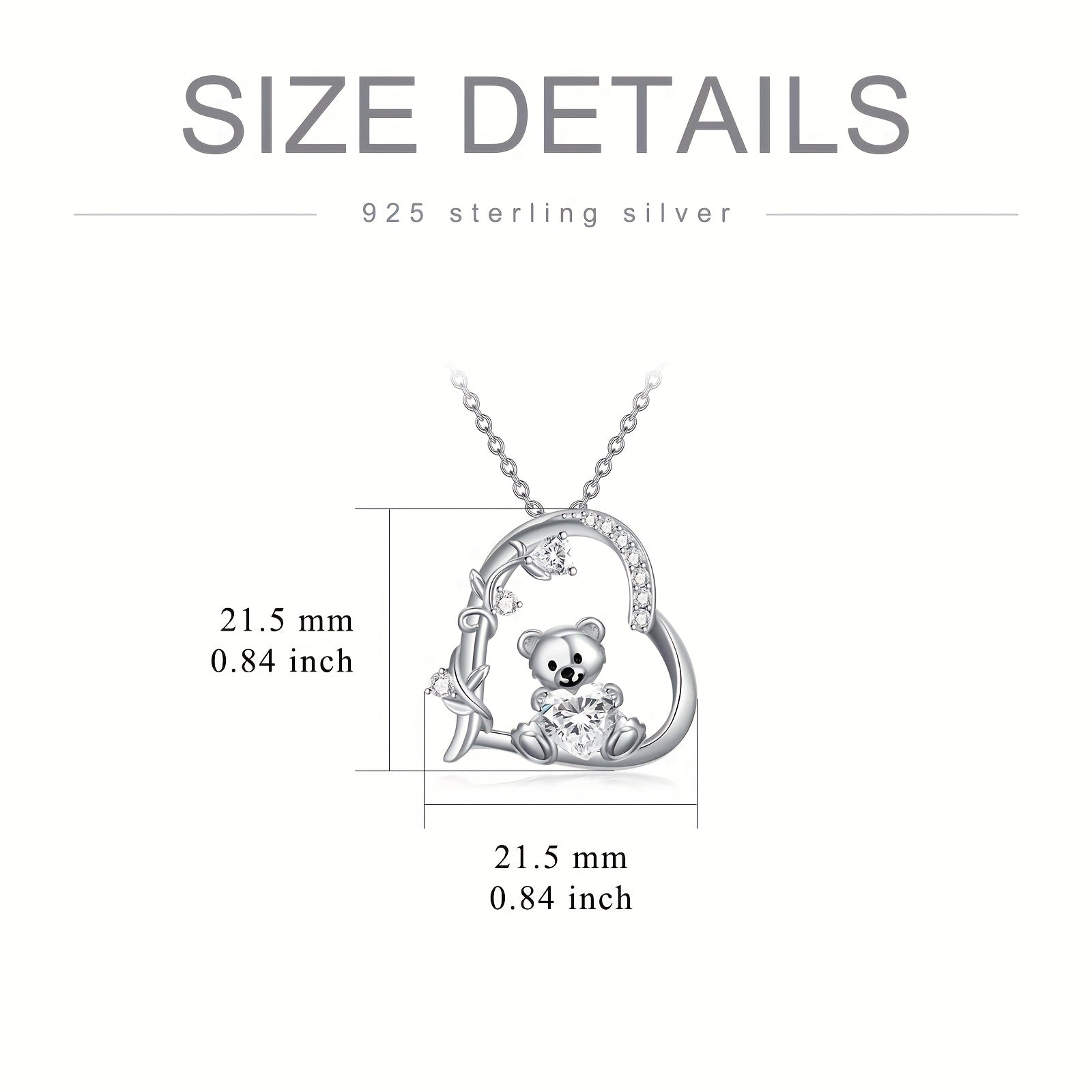 naszyjnik z zawieszką w kształcie misia, wykonany ze srebra 925