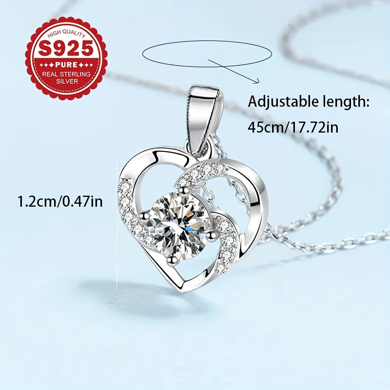 naszyjnik damski z czystego srebra S925 z wirującym sercem