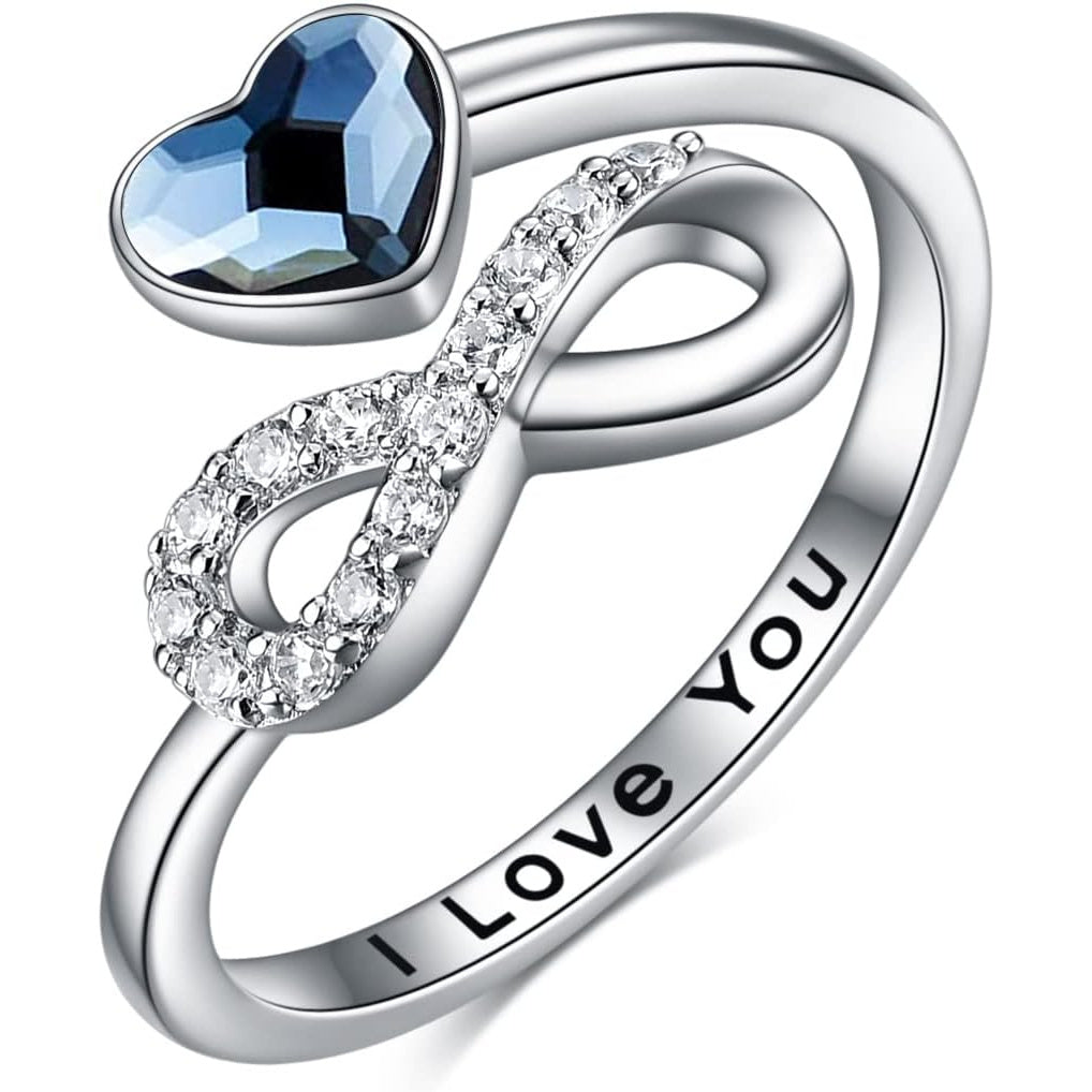 Damski pierścionek nieskończoności ze srebra 925, białe złoto.