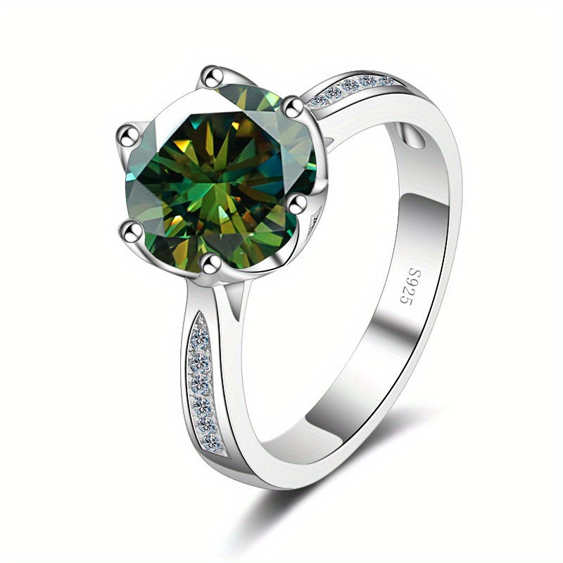 Pierścionek z moissanitem 3 karaty, wykonany ze srebra 925