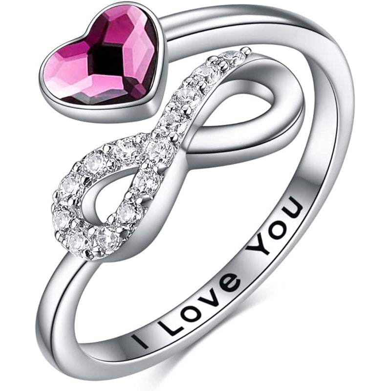 Damski pierścionek nieskończoności ze srebra 925, białe złoto.