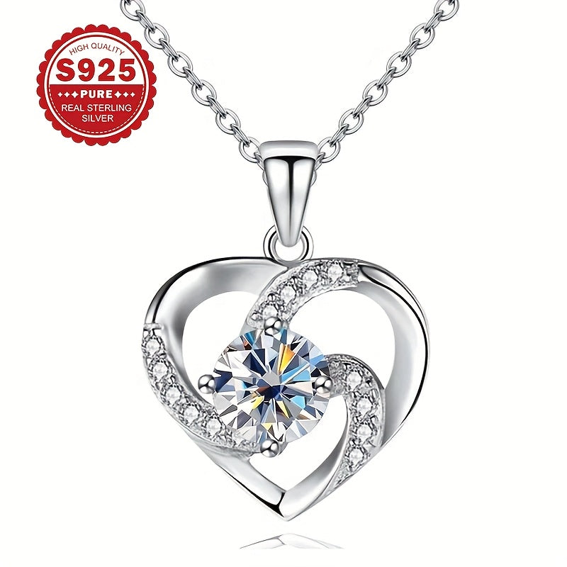 naszyjnik damski z czystego srebra S925 z wirującym sercem
