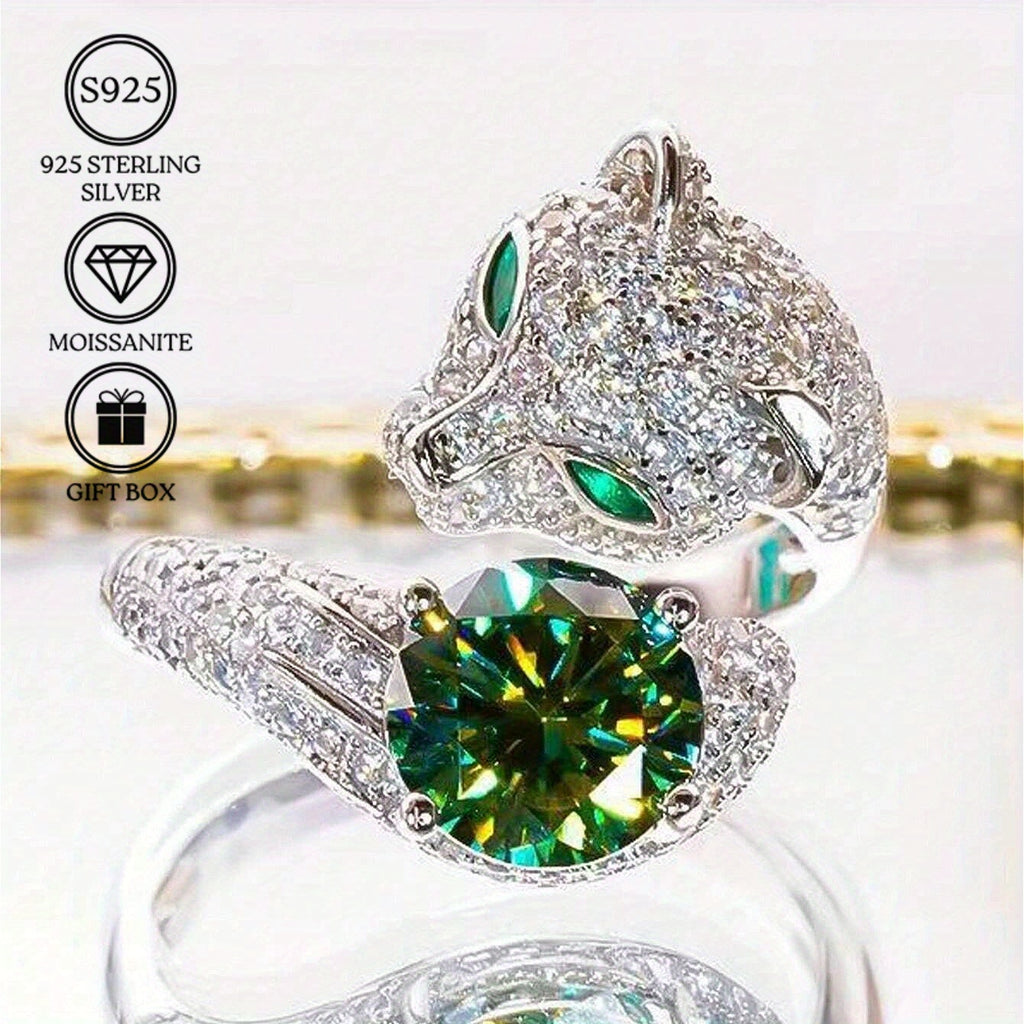 pierścionek z zielonym moissanitem 2 karaty