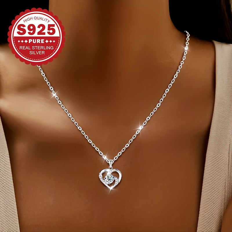 naszyjnik damski z czystego srebra S925 z wirującym sercem